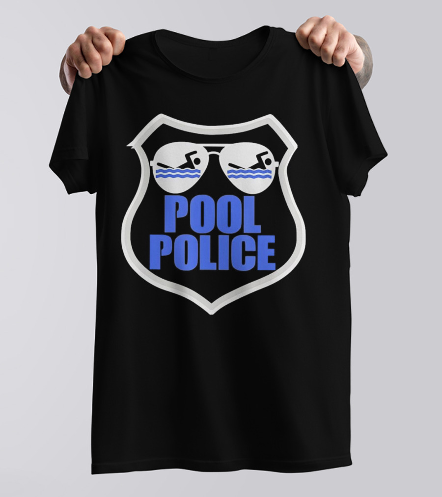 Pool Police Badge With Sunglasses Swimmers T-Shirt