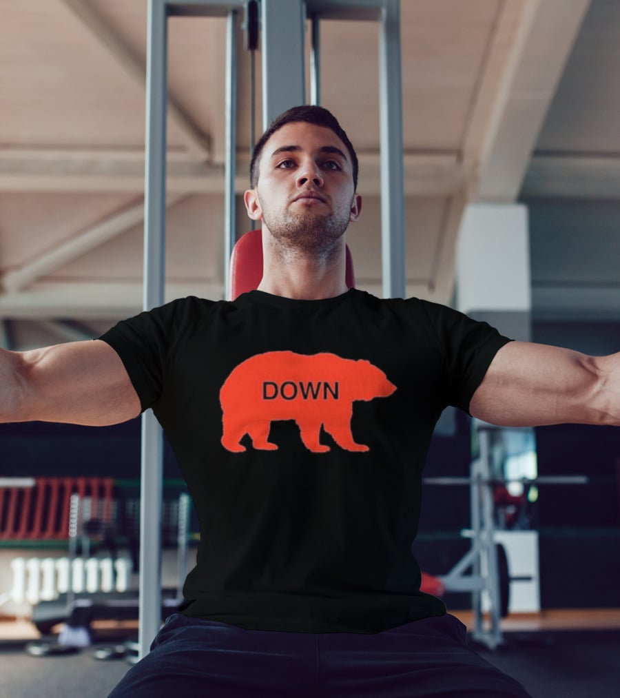 Walking Bear Down Red Bear Silhouette With Text DOWN T-Shirt