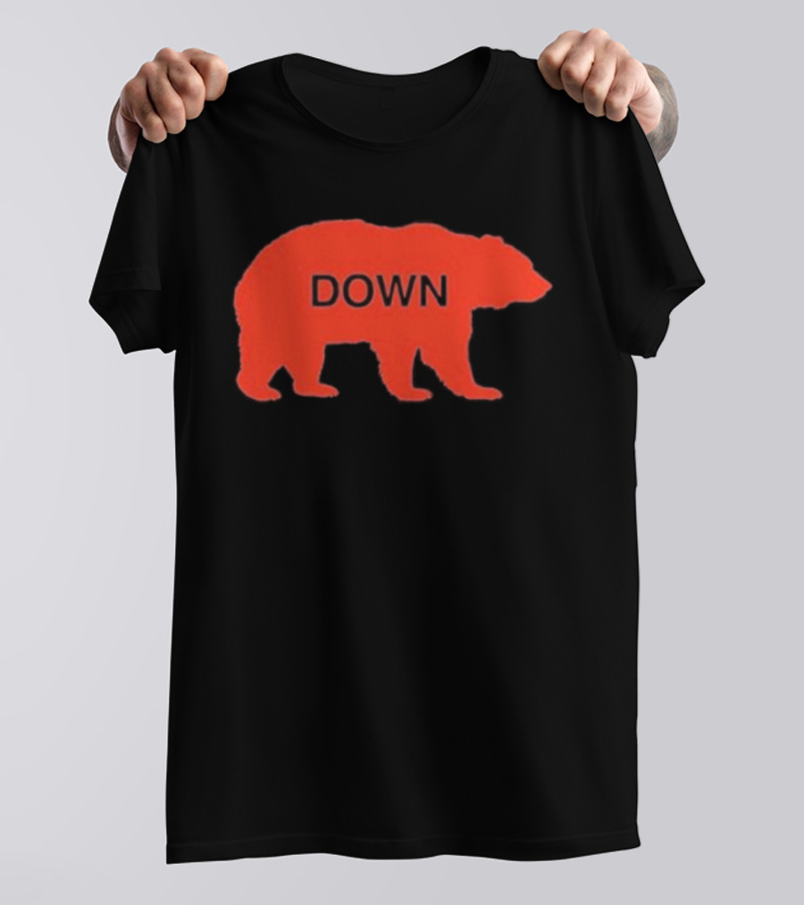 Walking Bear Down Red Bear Silhouette With Text DOWN T-Shirt