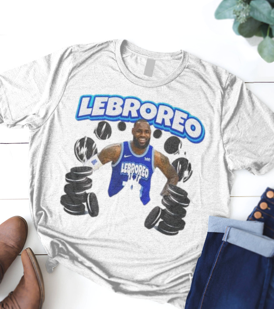 LeBrOreo LeBron James Blue Basketball Jersey Oreo Cookies T-Shirt