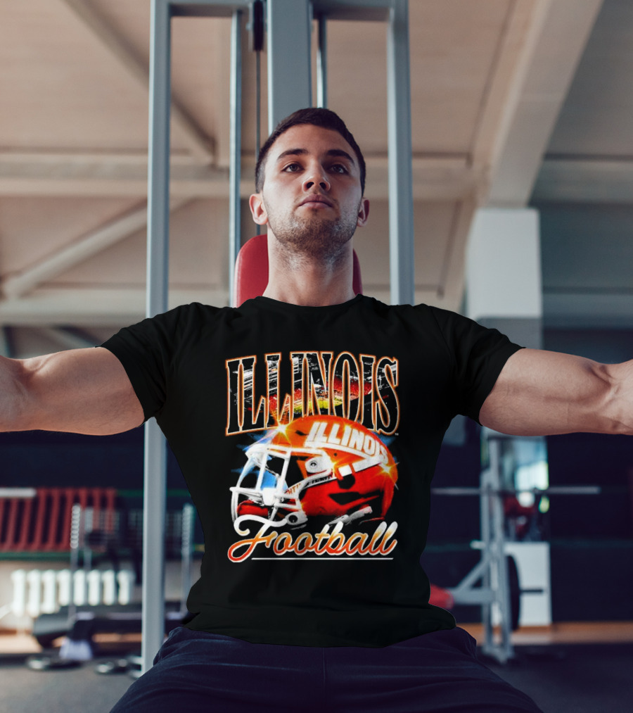 Illinois Fighting Illini Football Helmet Vintage Retro T-Shirt