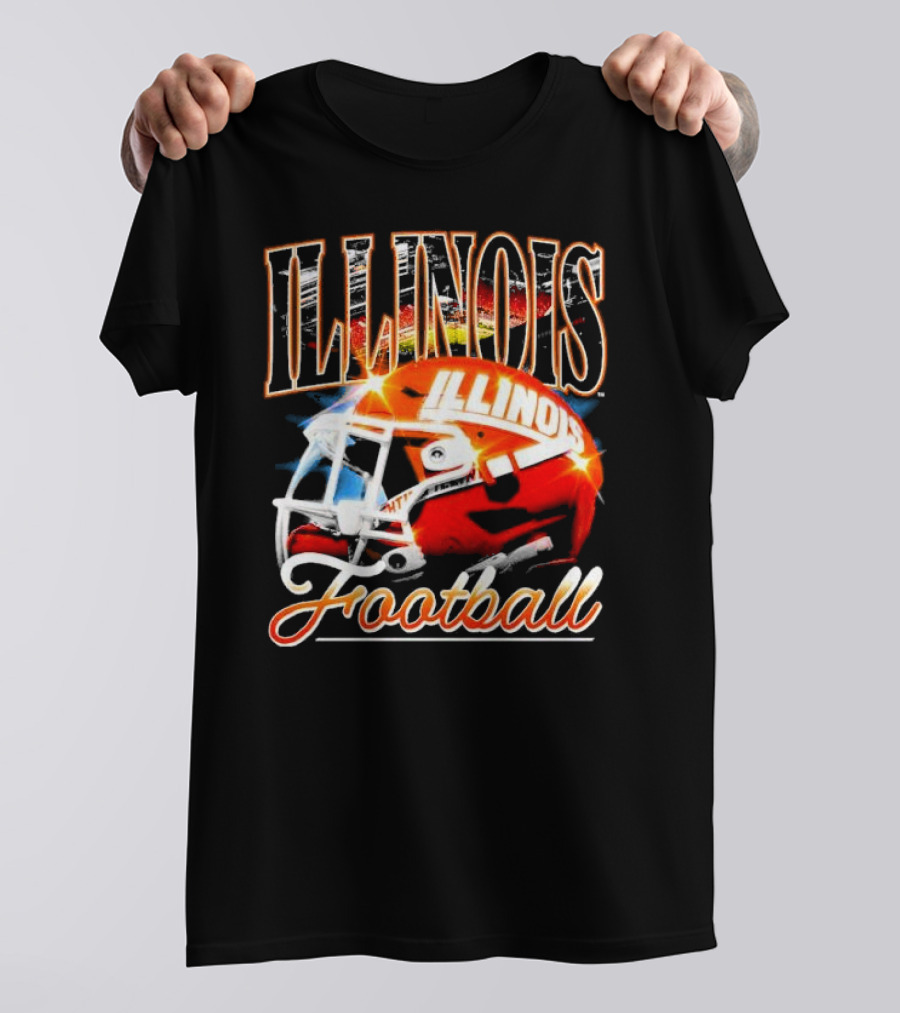 Illinois Fighting Illini Football Helmet Vintage Retro T-Shirt