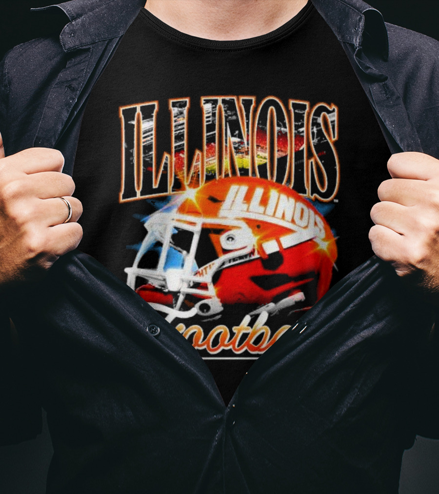 Illinois Fighting Illini Football Helmet Vintage Retro T-Shirt