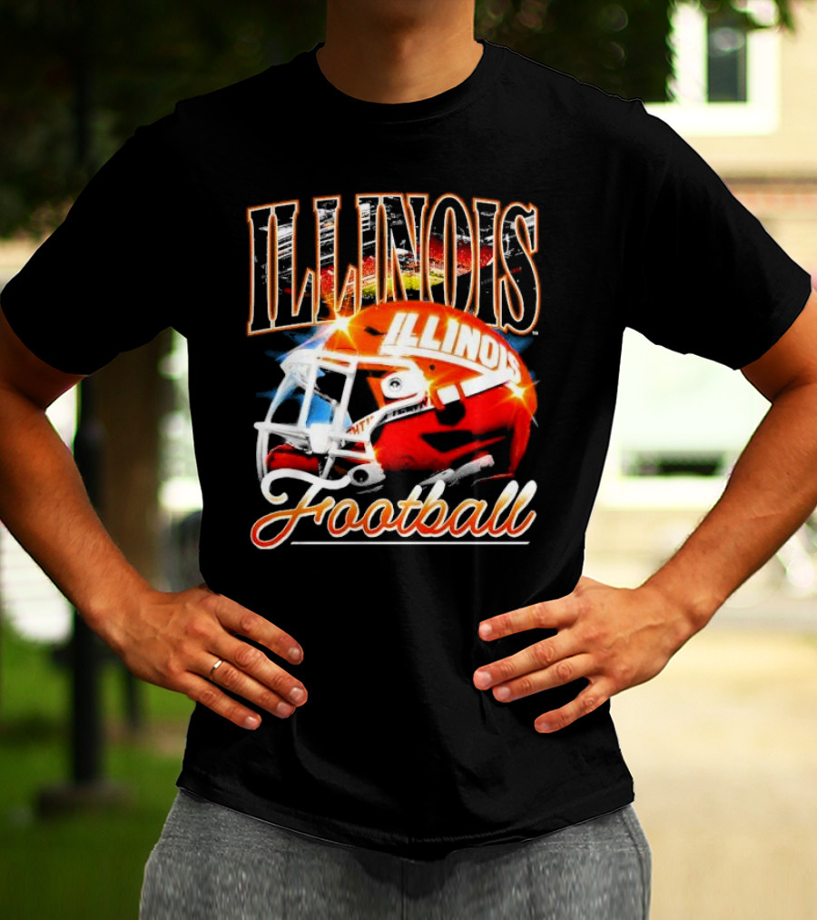 Illinois Fighting Illini Football Helmet Vintage Retro T-Shirt
