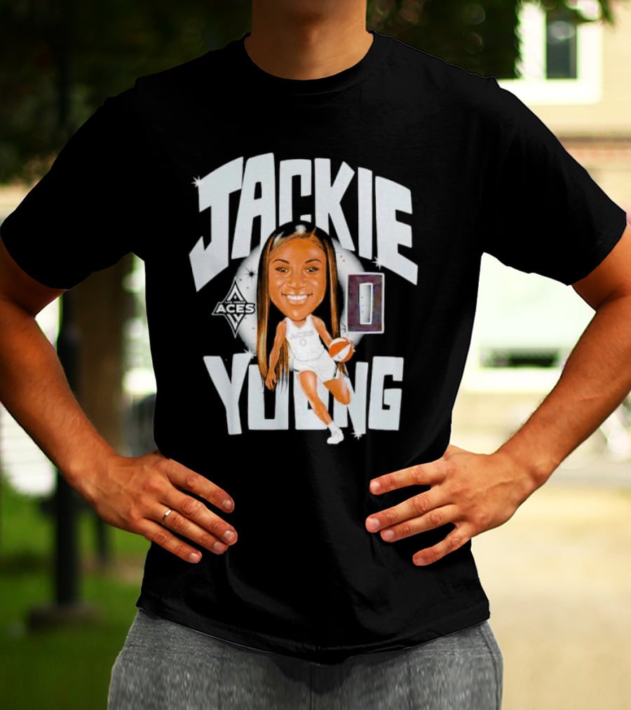 Jackie Young Las Vegas Aces Basketball Caricature T-Shirt