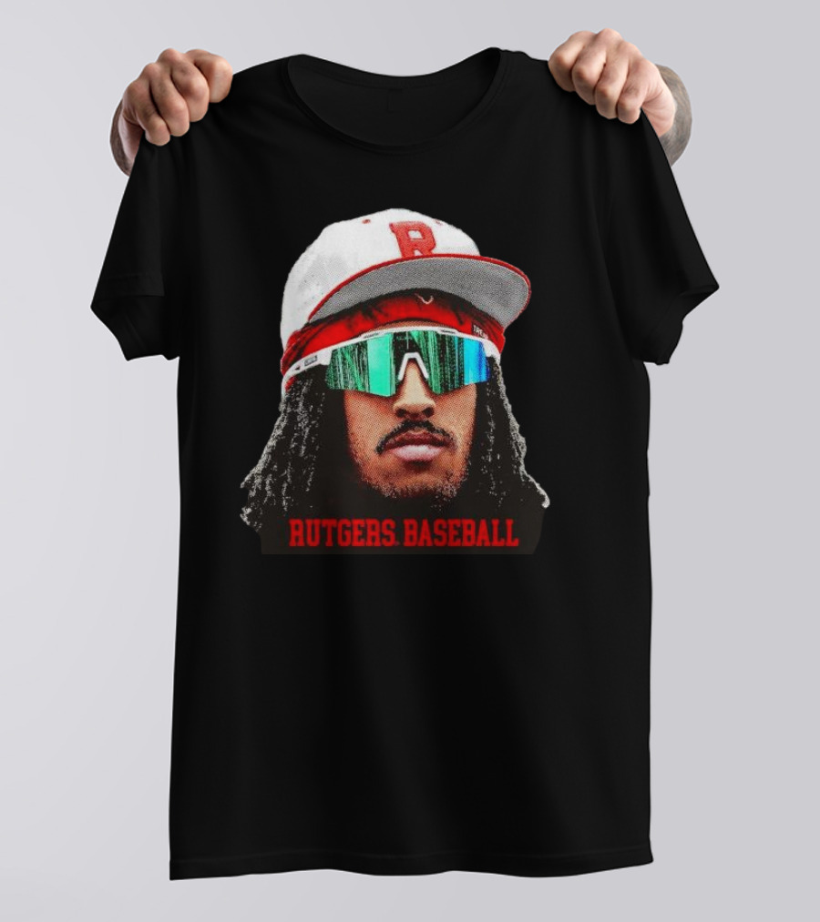 Rutgers Baseball Josh Kuroda-Grauer Scarlet Knights Big Head T-Shirt