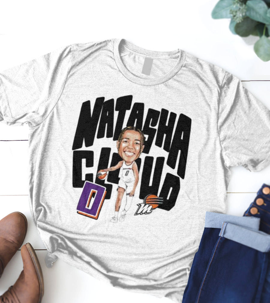 Natasha Cloud Phoenix Mercury Basketball Caricature With Orange Ball And Stylized Text T-Shirt