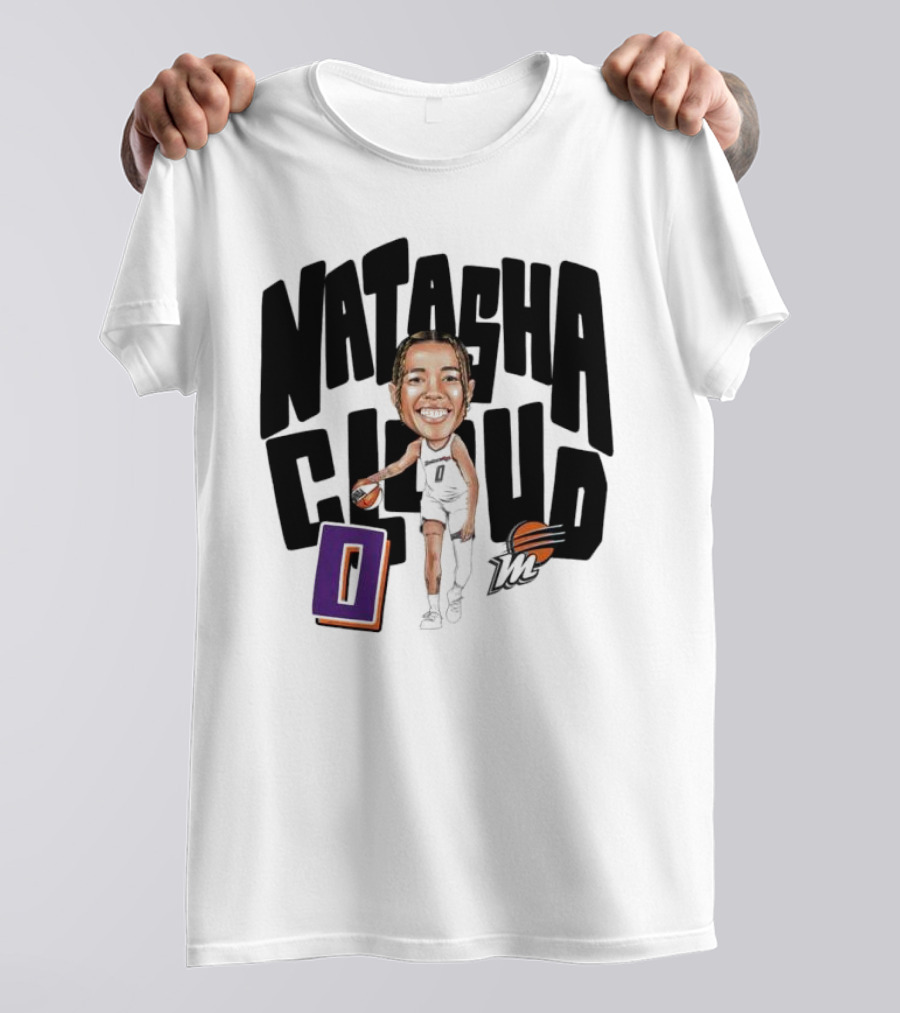 Natasha Cloud Phoenix Mercury Basketball Caricature With Orange Ball And Stylized Text T-Shirt