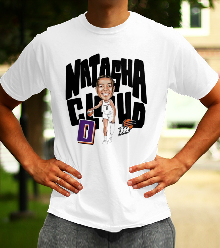 Natasha Cloud Phoenix Mercury Basketball Caricature With Orange Ball And Stylized Text T-Shirt