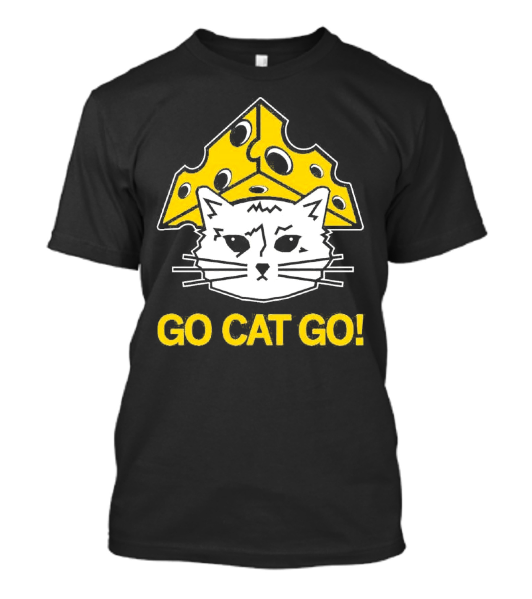 Go Cat Go Cheesehead Cat With Cheese Hat T-Shirt