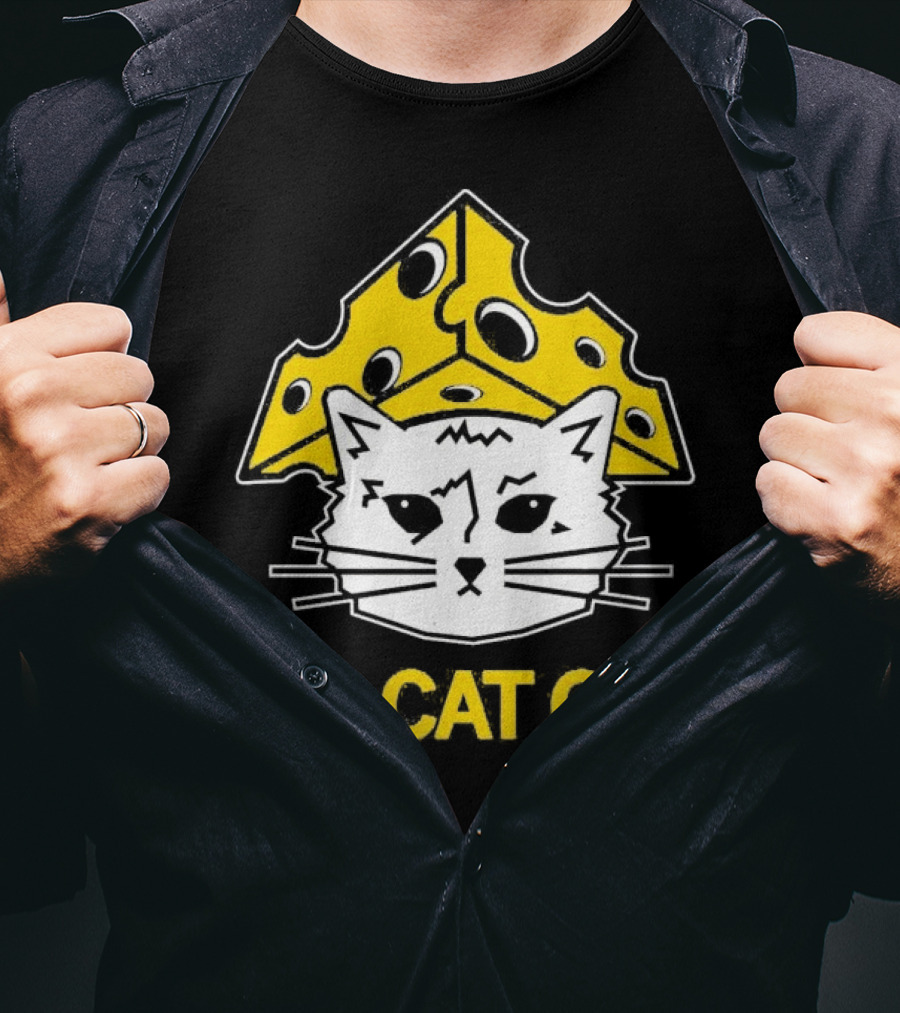Go Cat Go Cheesehead Cat With Cheese Hat T-Shirt