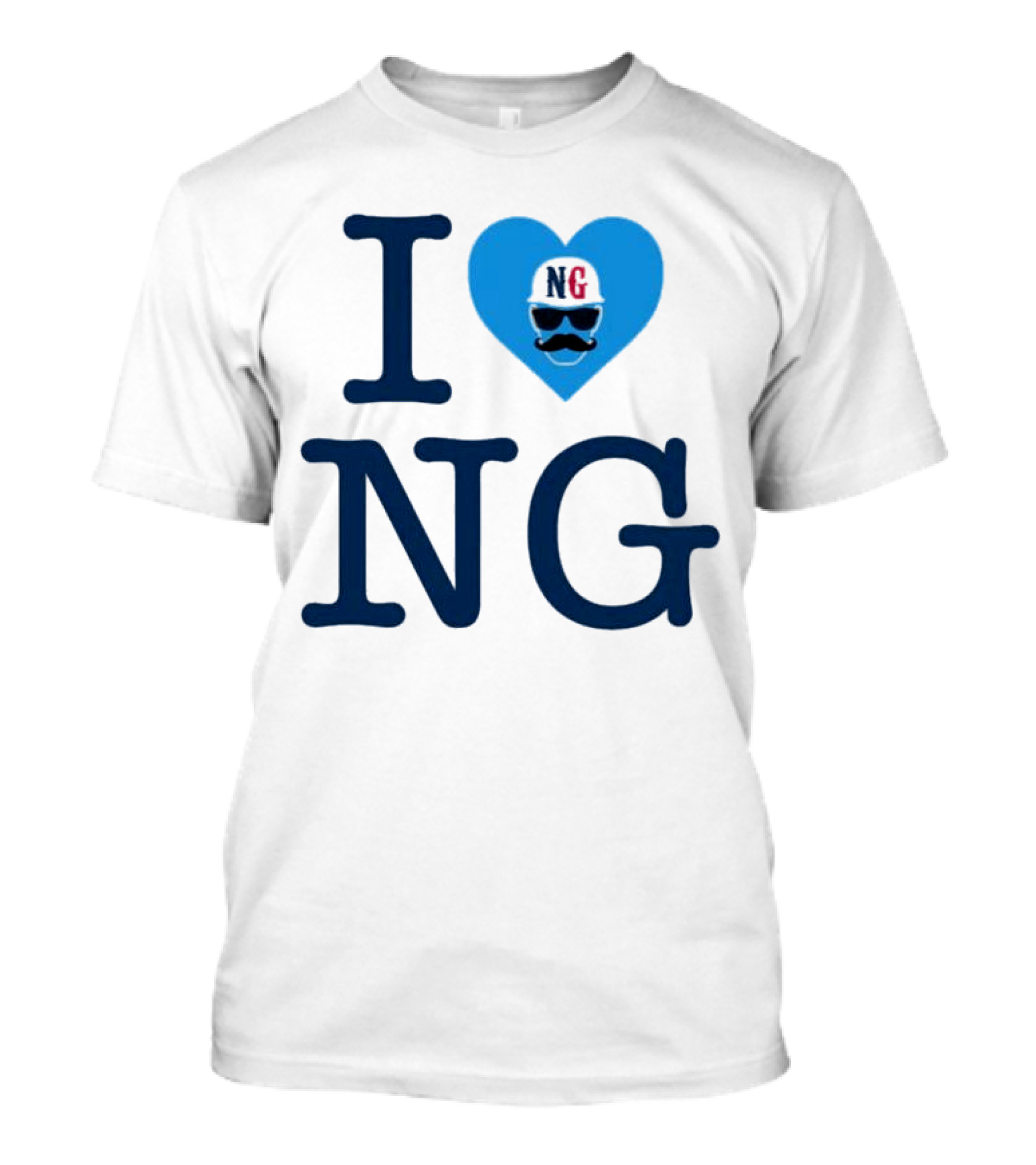 I Love NG Heart Icon With Mustache And Cap T-Shirt
