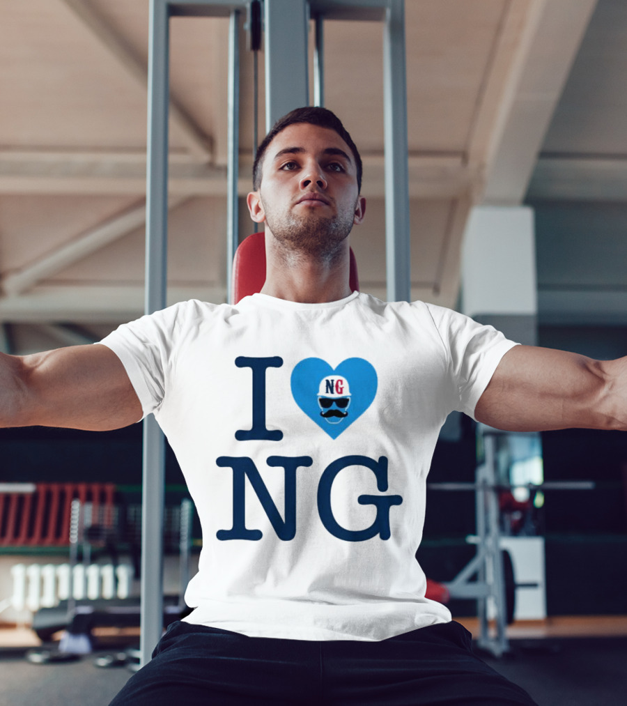 I Love NG Heart Icon With Mustache And Cap T-Shirt