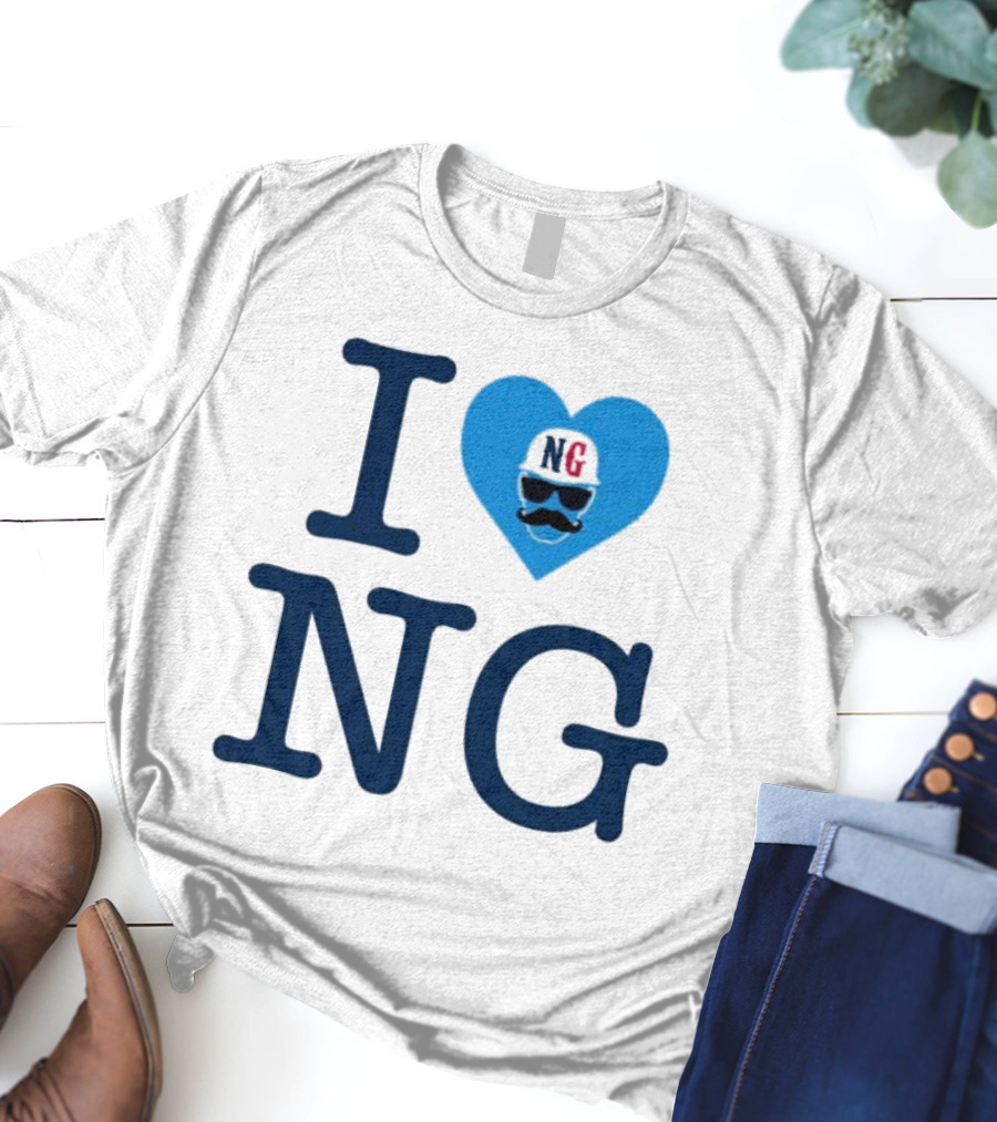 I Love NG Heart Icon With Mustache And Cap T-Shirt