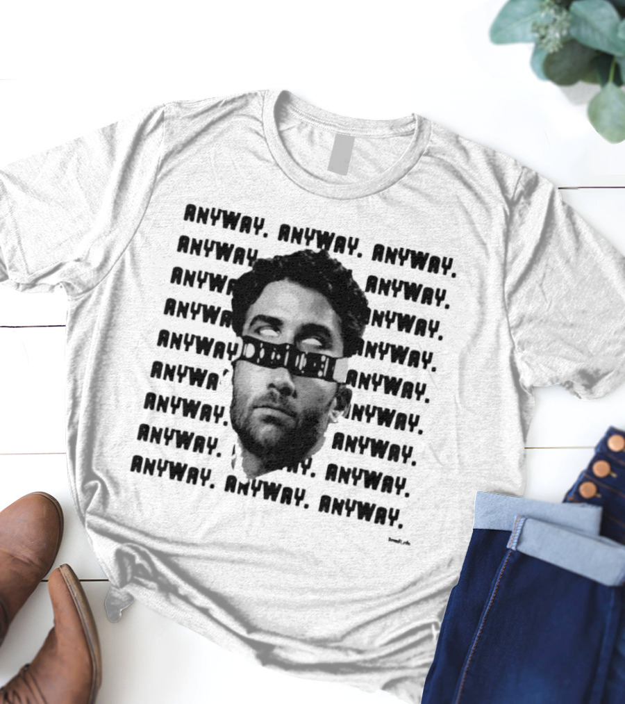 ANYWAY Black And White Portrait Repeated Text T-Shirt