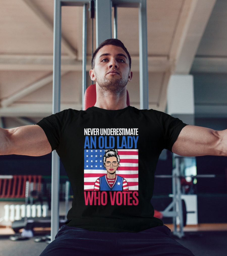 Never Underestimate An Old Lady Who Votes US Flag Iconic T-Shirt