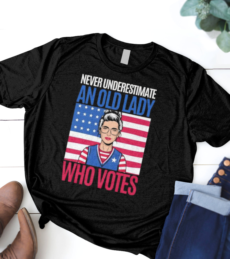 Never Underestimate An Old Lady Who Votes US Flag Iconic T-Shirt