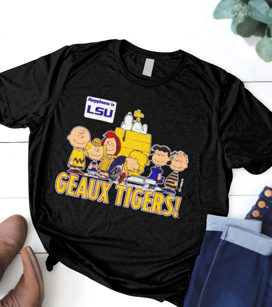 Happiness Is LSU Peanuts Characters Geaux Tigers T-Shirt