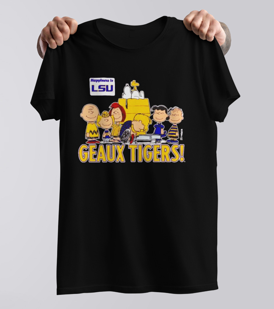 Happiness Is LSU Peanuts Characters Geaux Tigers T-Shirt