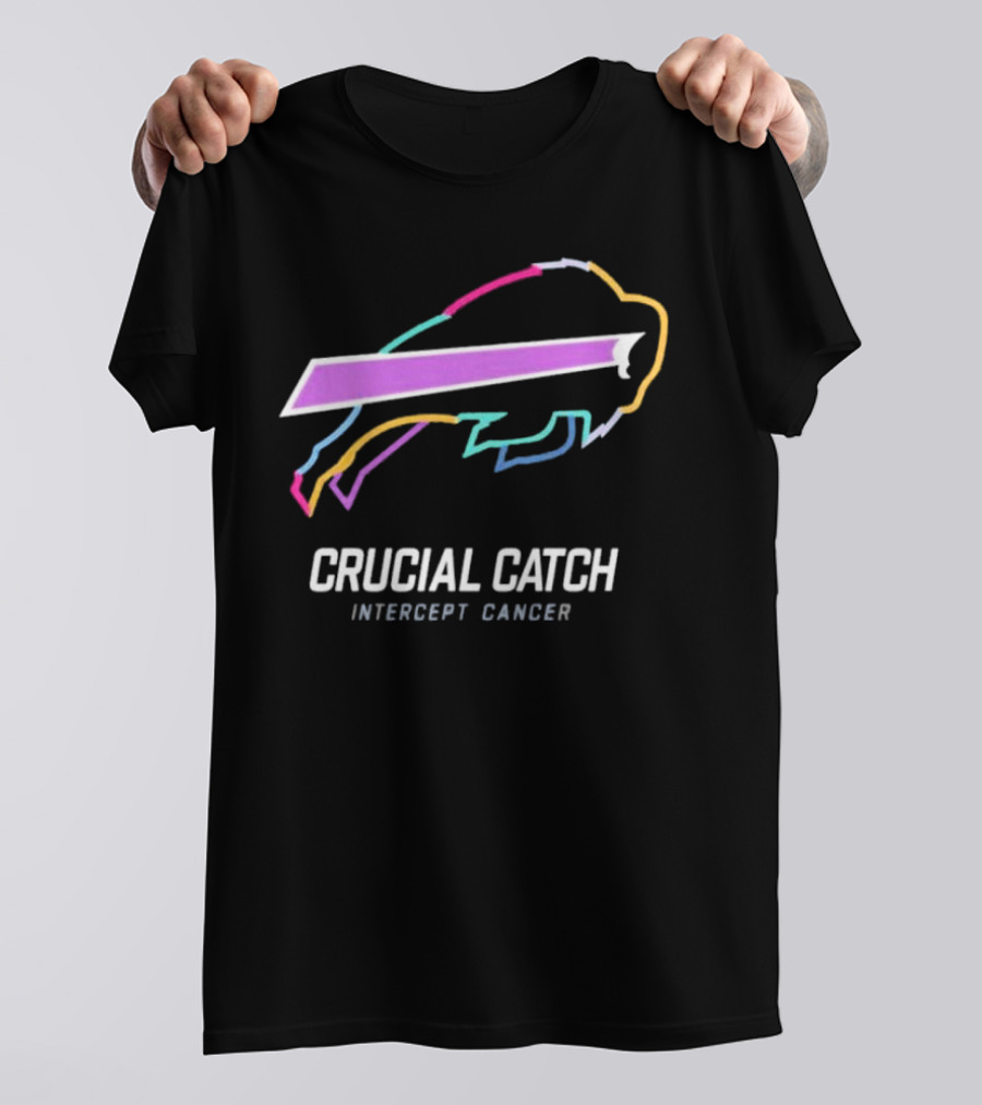 Buffalo Bills NFL Rainbow Logo Crucial Catch Intercept Cancer Initiative T-Shirt