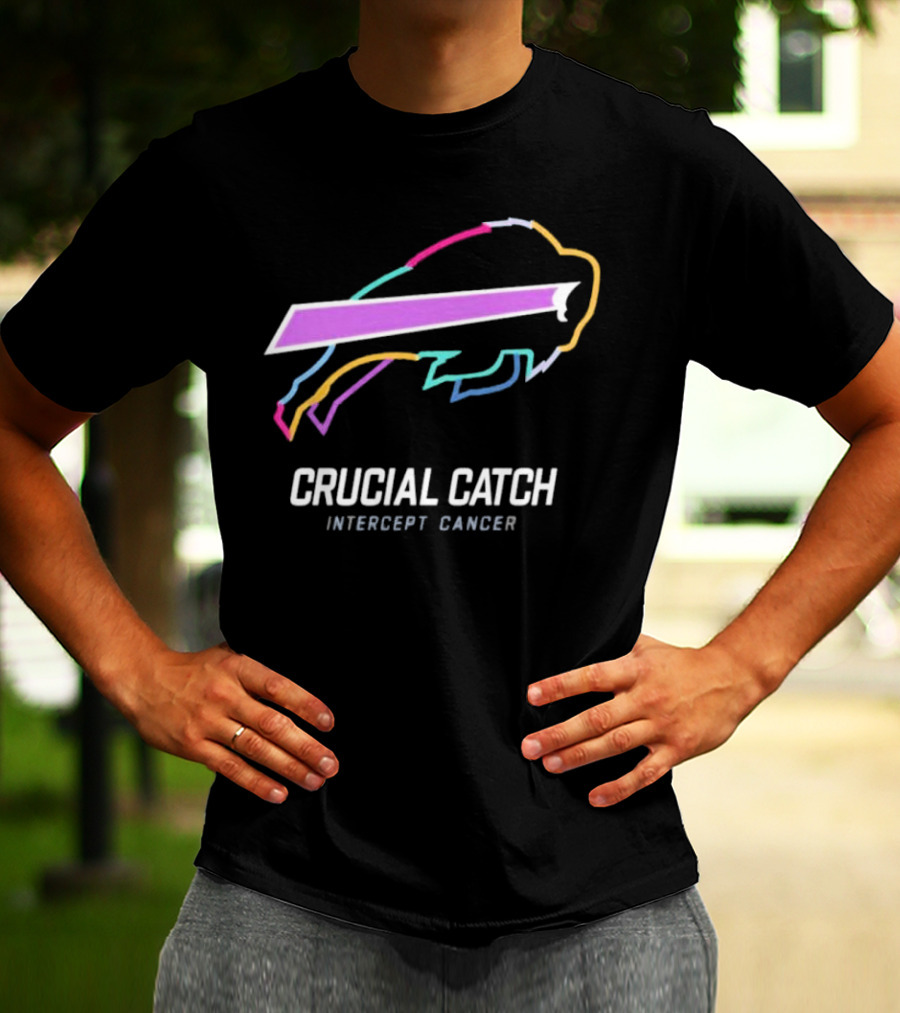 Buffalo Bills NFL Rainbow Logo Crucial Catch Intercept Cancer Initiative T-Shirt