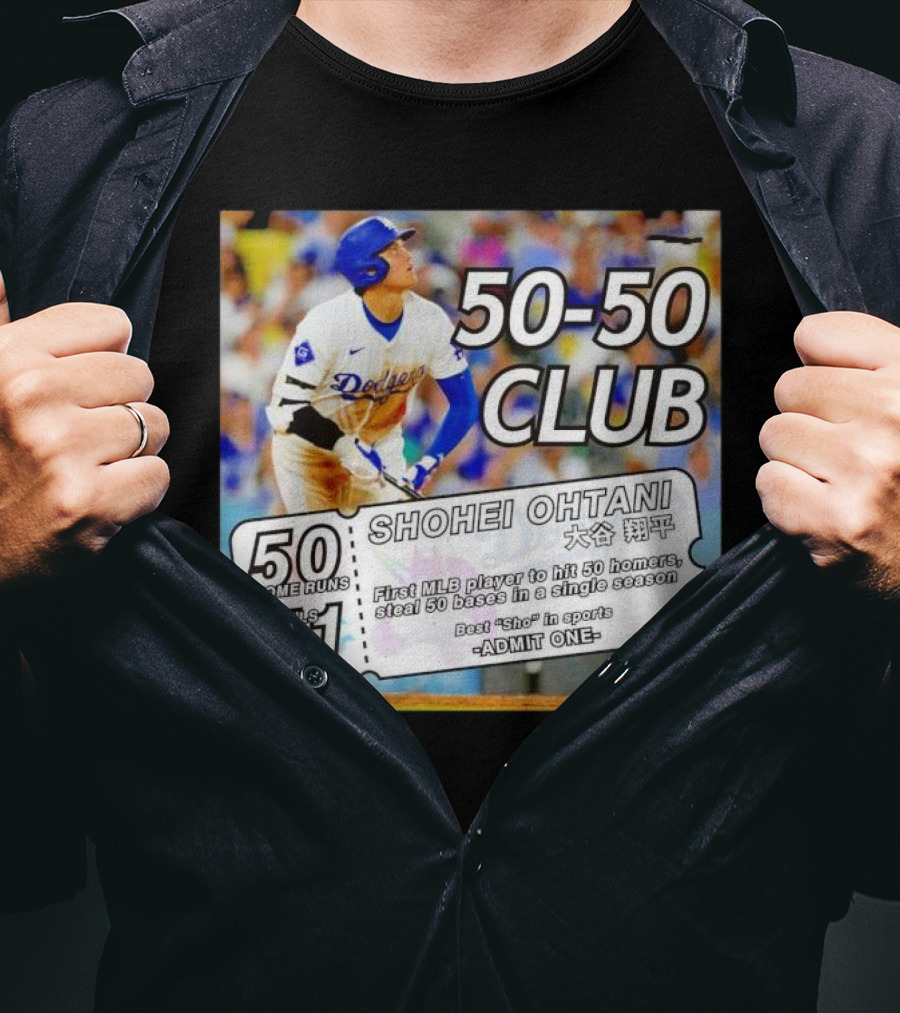 50-50 Club Shohei Ohtani First MLB Player To Hit 50 Homers Steal 50 Bases In Single Season T-Shirt