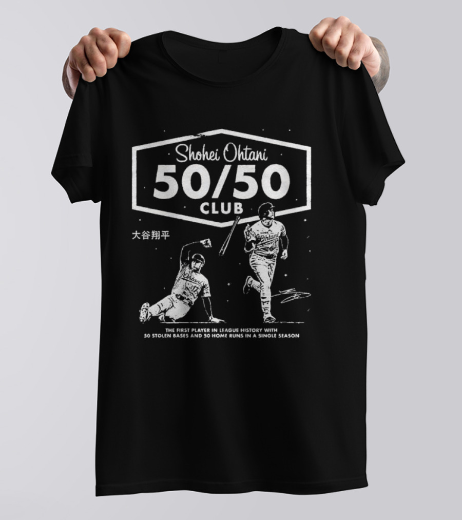 Shohei Ohtani 50/50 Club First Player In League History With 50 Home Runs And 50 Stolen Bases In A Single Season T-Shirt