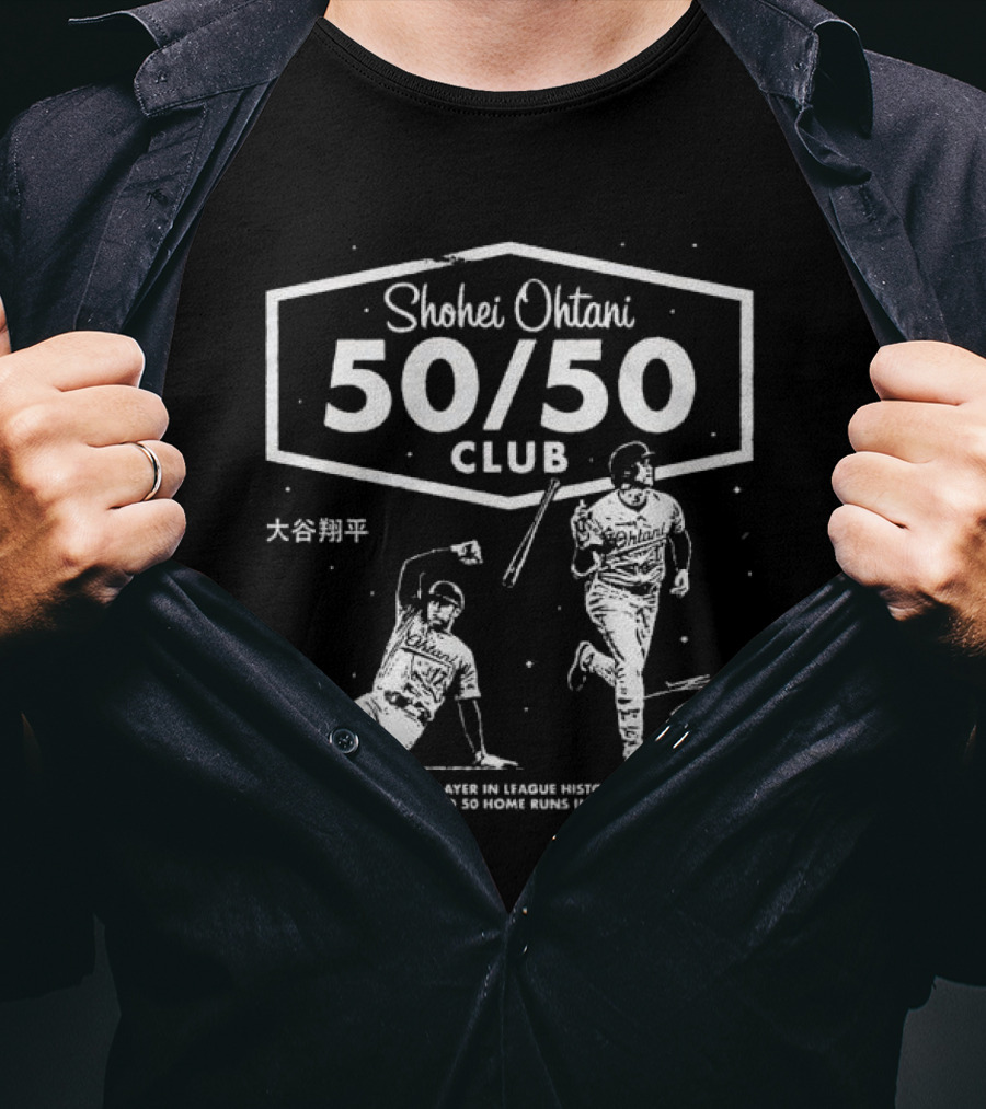 Shohei Ohtani 50/50 Club First Player In League History With 50 Home Runs And 50 Stolen Bases In A Single Season T-Shirt