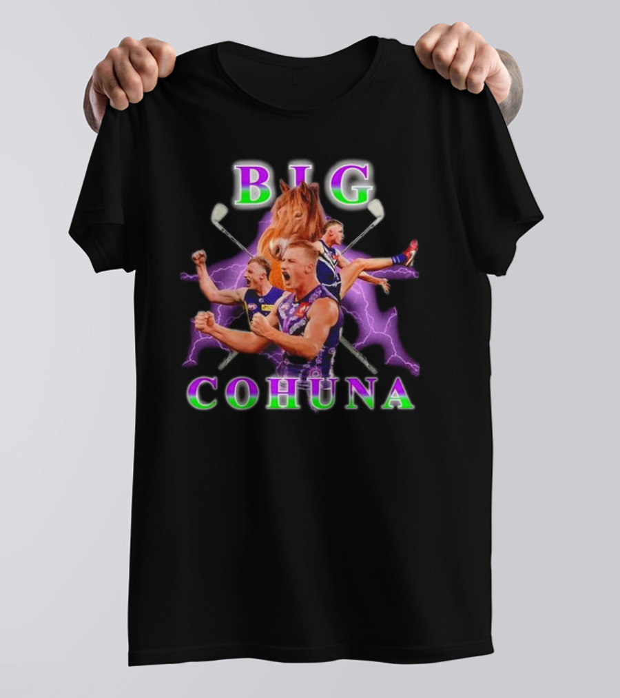 BIG COHUNA Horse Lightning Football T-Shirt
