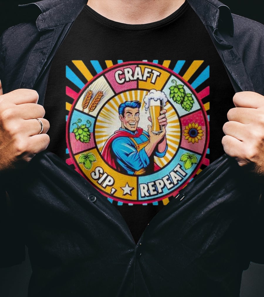 Craft Sip Repeat Milwaukee Brewers Superhero Beer Cheers T-Shirt