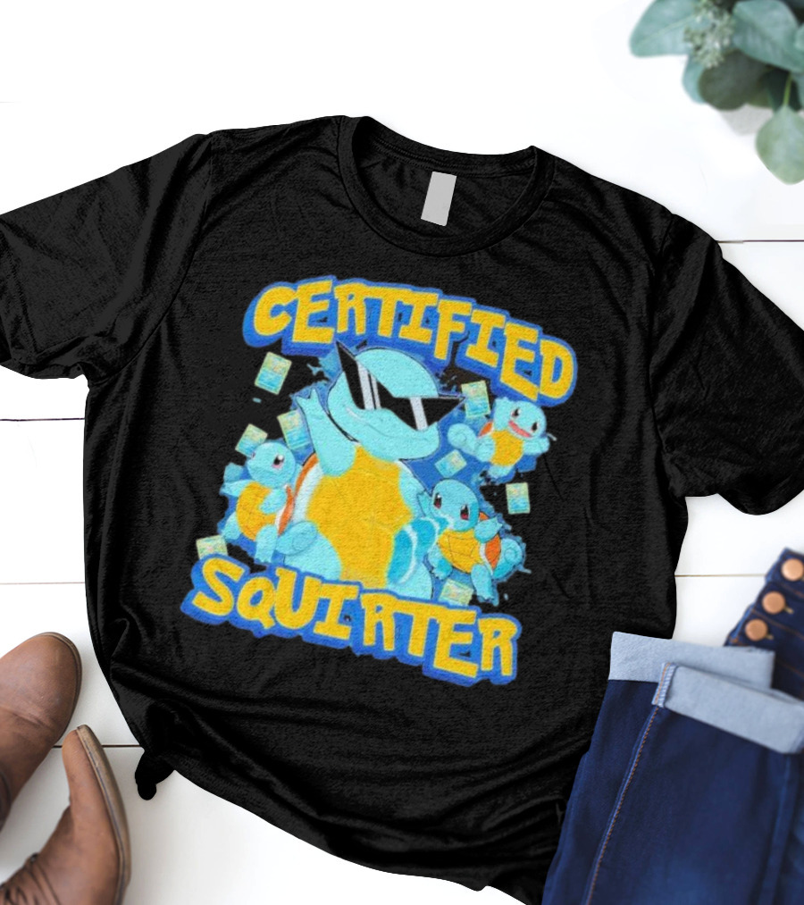 CERTIFIED SQUIRTER POKEMON SQUIRTLE PARTY WITH SUNGLASSES AND CARDS T-Shirt