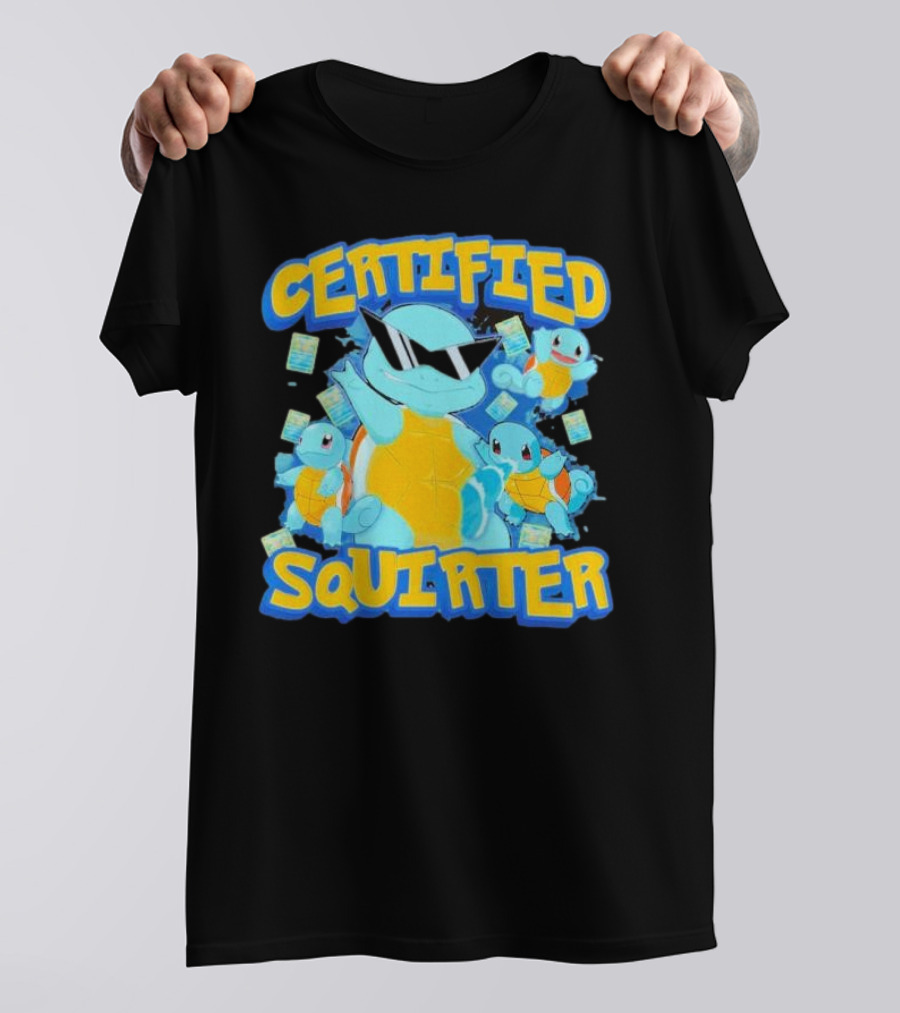 CERTIFIED SQUIRTER POKEMON SQUIRTLE PARTY WITH SUNGLASSES AND CARDS T-Shirt
