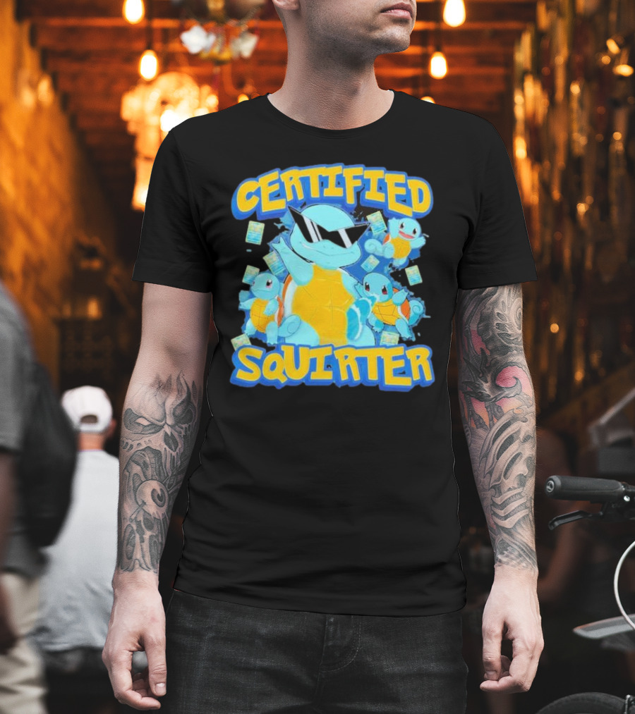 CERTIFIED SQUIRTER POKEMON SQUIRTLE PARTY WITH SUNGLASSES AND CARDS T-Shirt