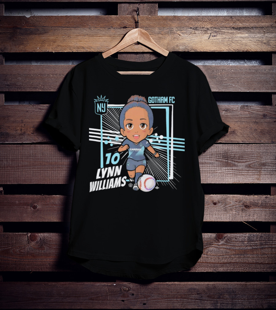 NJ NY Gotham FC Lynn Williams 10 Chibi Character Black T-Shirt