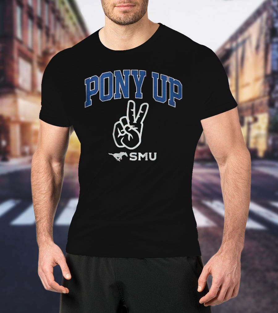 PONY UP SMU Peace Sign Mustang T-Shirt