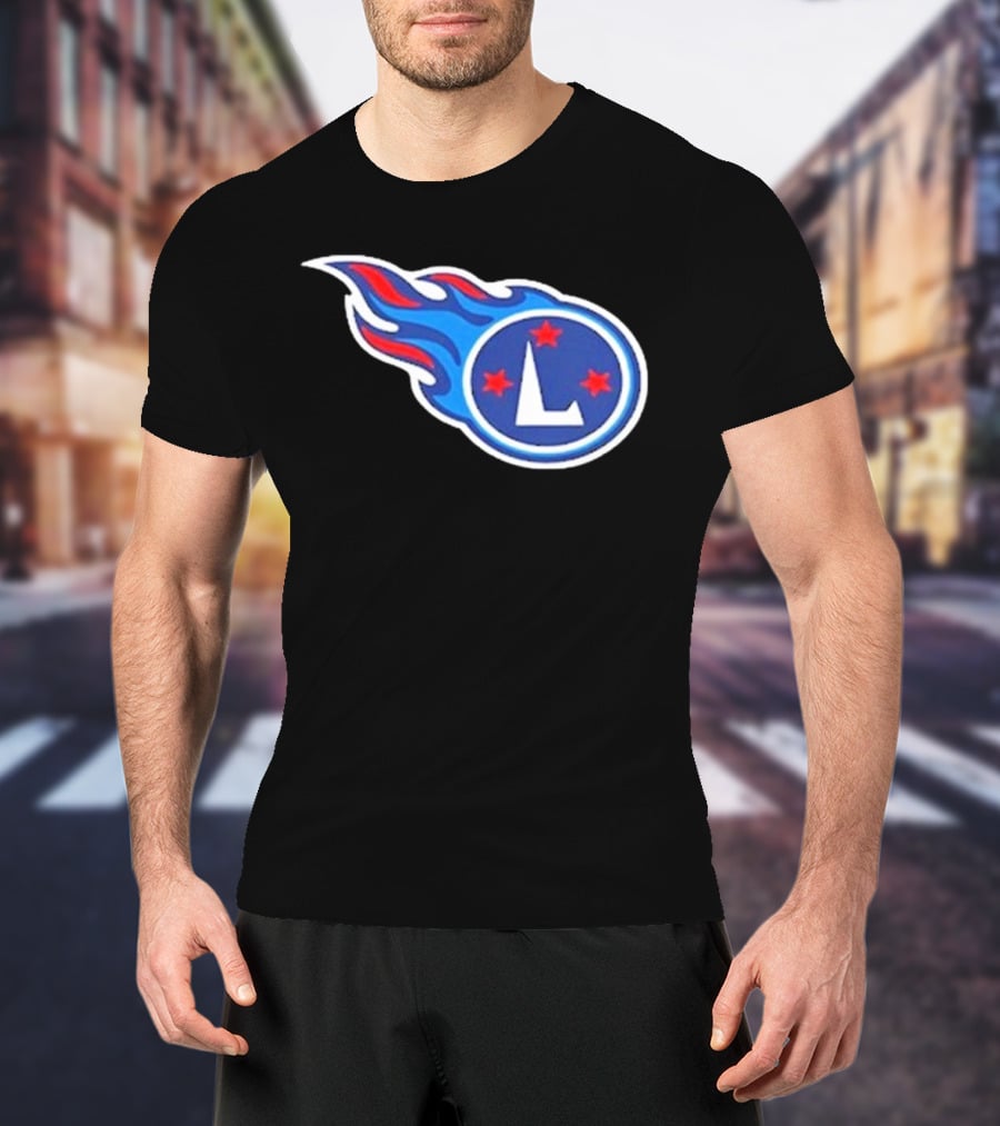 Funny Ahh Tees Tennessee Titans Fire L логотип T-Shirt