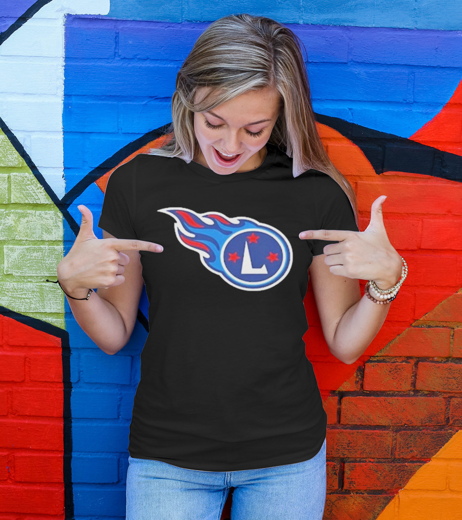 Funny Ahh Tees Tennessee Titans Fire L логотип T-Shirt