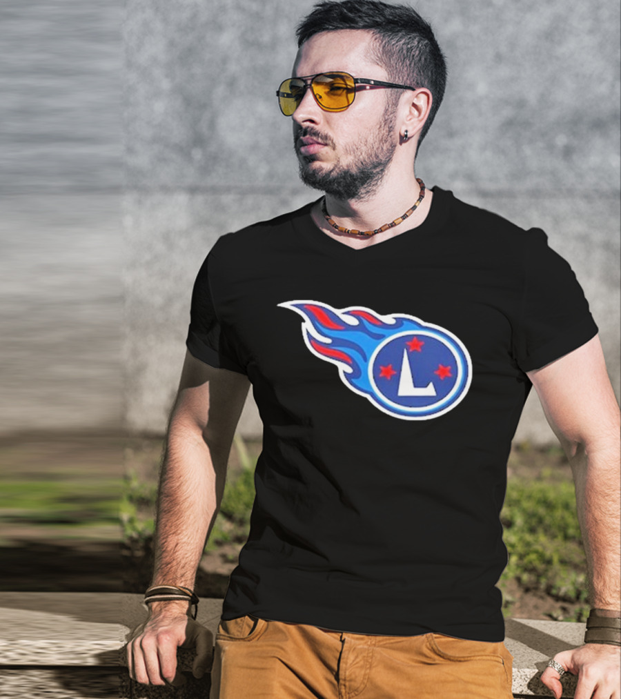 Funny Ahh Tees Tennessee Titans Fire L логотип T-Shirt