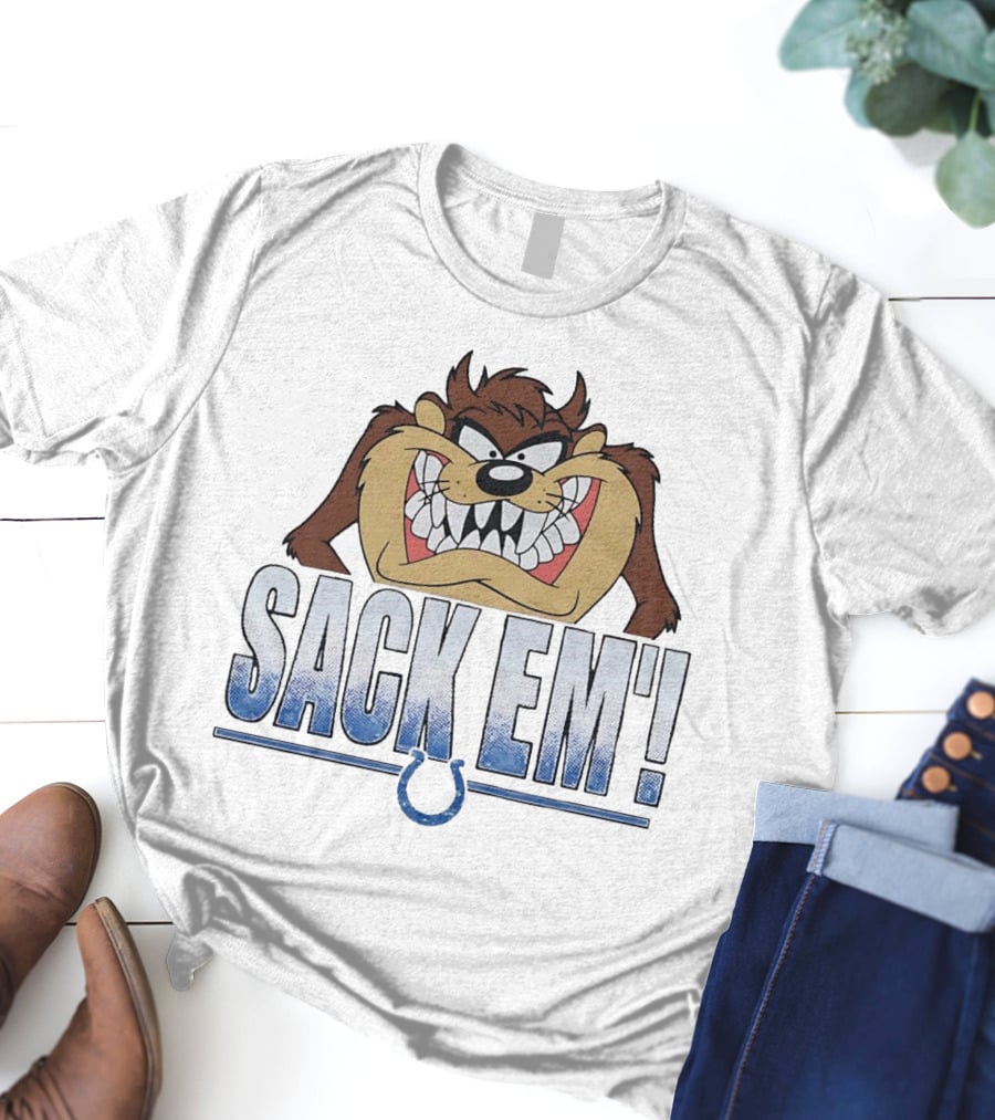 Looney Tunes Taz Sack Em Indianapolis Colts Football Fan Gear T-Shirt