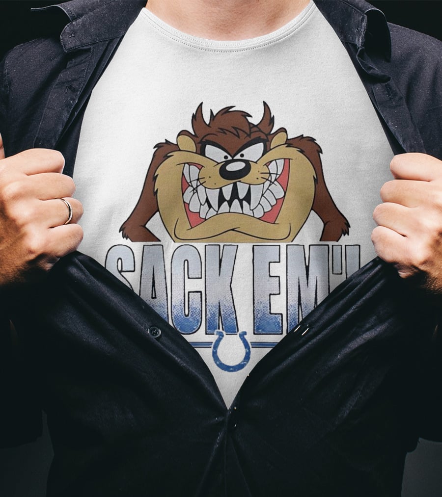 Looney Tunes Taz Sack Em Indianapolis Colts Football Fan Gear T-Shirt