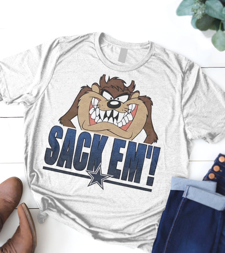 Looney Tunes Taz Sack 'Em Dallas Cowboys T-Shirt