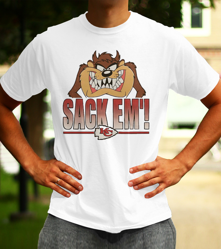 Looney Tunes Taz Kansas City Chiefs Sack 'Em KC T-Shirt