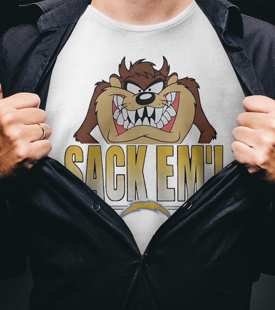 Looney Tunes Taz Sack 'Em Los Angeles Chargers T-Shirt