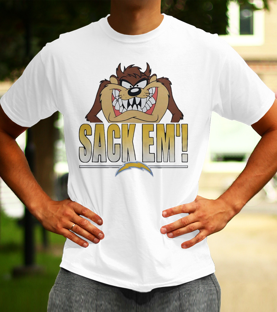 Looney Tunes Taz Sack 'Em Los Angeles Chargers T-Shirt