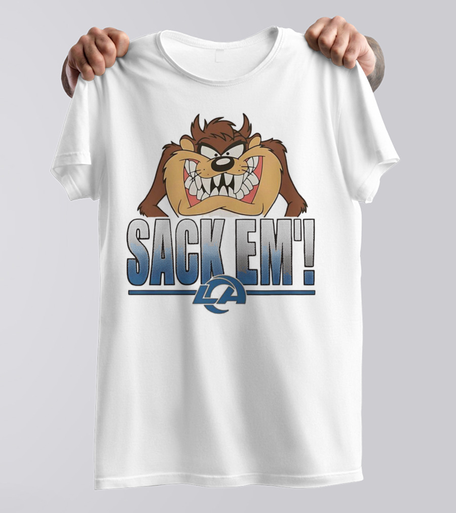 Looney Tunes Taz Sack Em LA Los Angeles Rams T-Shirt