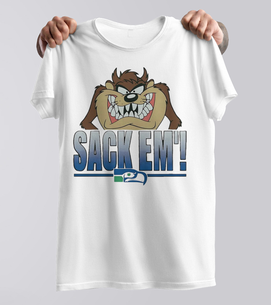 Looney Tunes Taz Sack Em Seattle Seahawks T-Shirt