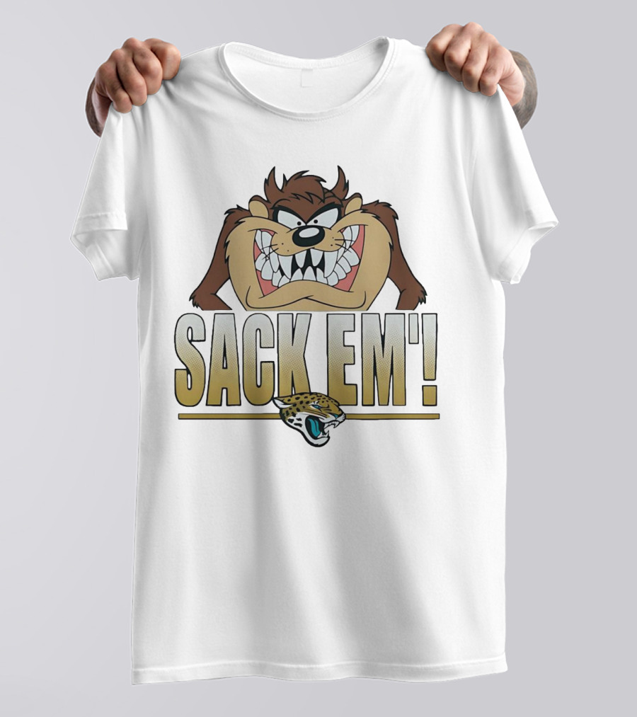 Looney Tunes Taz Sack Em Jacksonville Jaguars T-Shirt