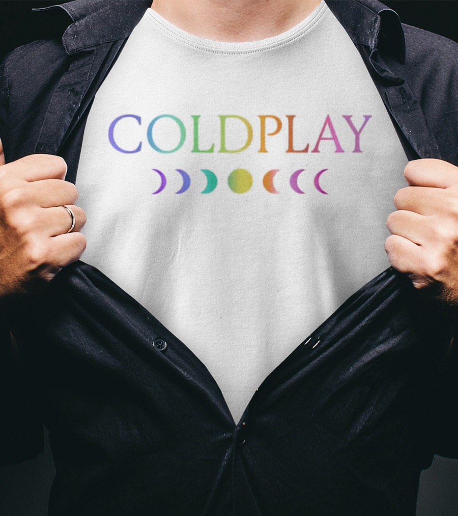 Coldplay Moon Phases Rainbow Logo Music T-Shirt