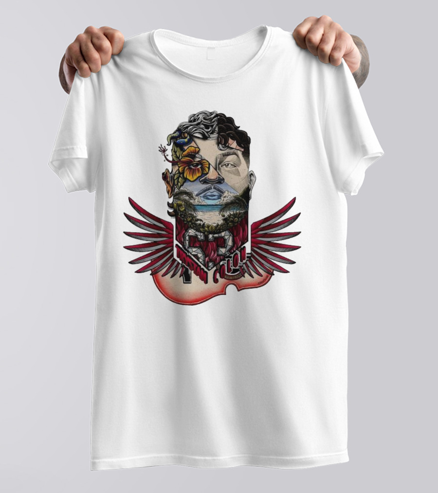 Trystan Colon Arizona Cardinals Herencia Latina Artful Portrait With Floral And Wing Elements T-Shirt