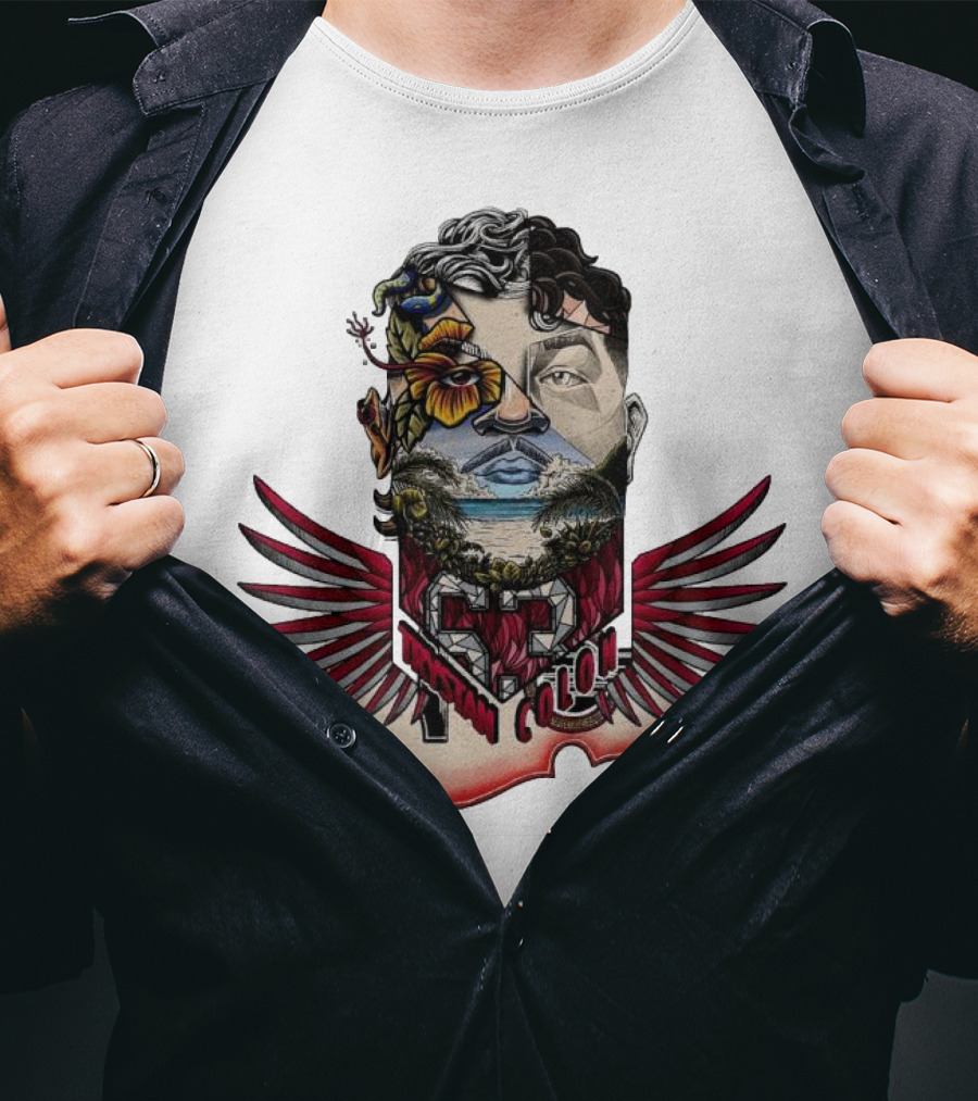 Trystan Colon Arizona Cardinals Herencia Latina Artful Portrait With Floral And Wing Elements T-Shirt
